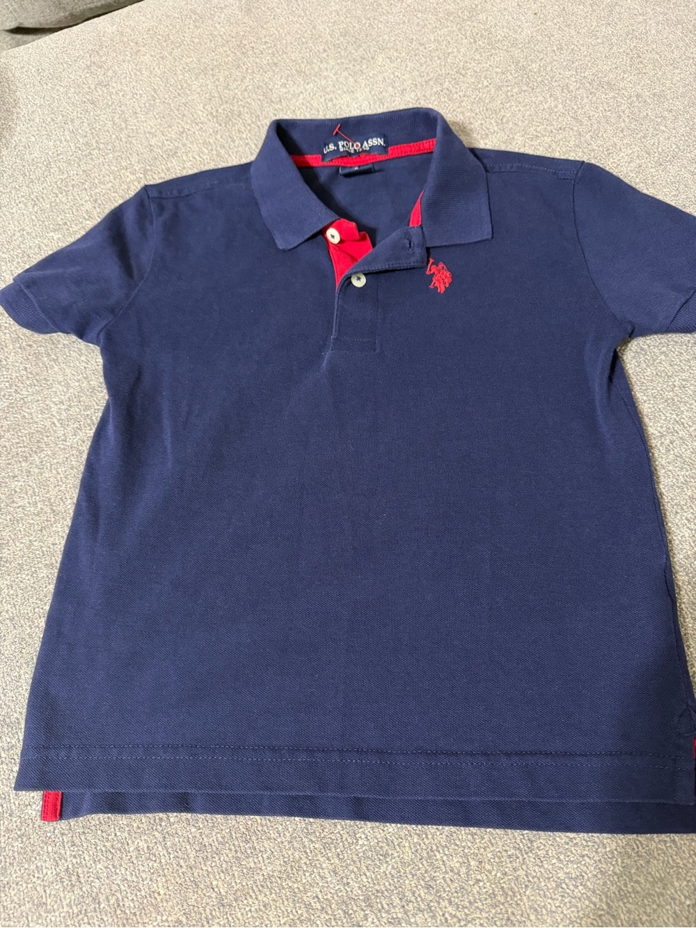 U.S. Polo Assn. Boys Navy Polo with Red Accent